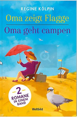Oma zeigt Flagge Oma geht campen